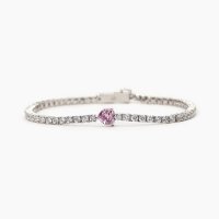 Bracciale tennis con cuore rosa