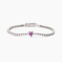 Bracciale tennis con cuore rosa