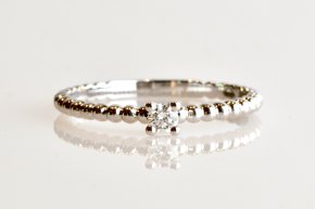 Anello solitario bollicine bianco