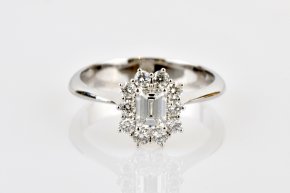 Anello fiore baguette