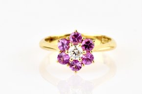 Anello fiore zaffiri
